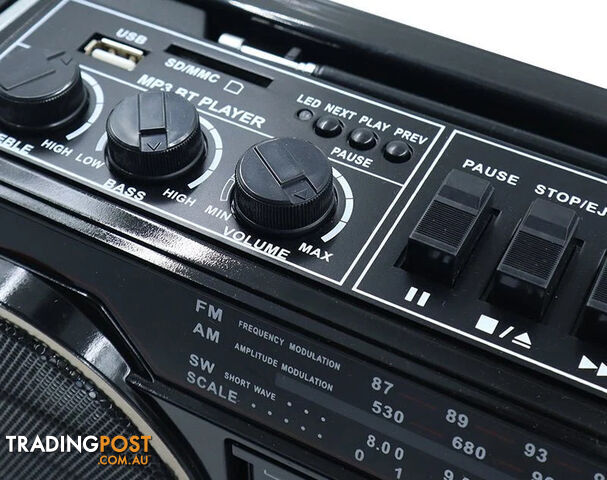 Portable Bluetooth Cassette Player Retro Boombox AM/FM Radio Black - photo 4 of 8