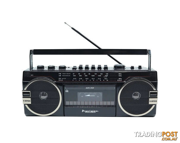 Portable Bluetooth Cassette Player Retro Boombox AM/FM Radio Black