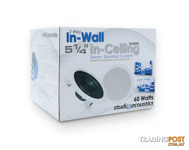 Studio Acoustics 5.25" 2-Way In-Wall & Ceiling Stereo Speakers – White - photo 5 of 5