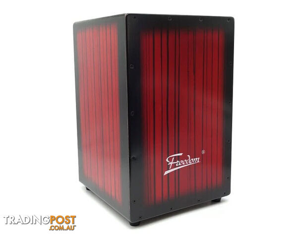 Freedom Cajon Box Drum – Wooden Percussion Drum with Padded Case – Red