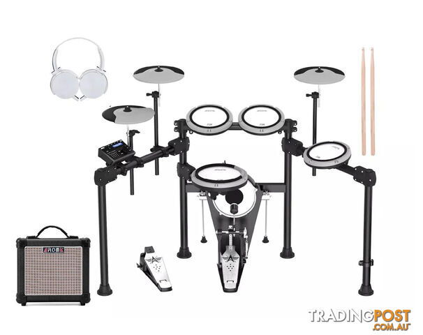 Aroma 5 Piece Premium Electronic Drum Kit Amplifier Headphones Package