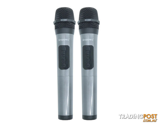 Andowl Portable Bluetooth Karaoke Speaker Dual Wireless Microphones Black - photo 4 of 7