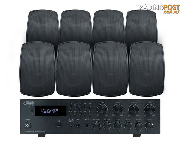 Outdoor Speaker Package with 320W Bluetooth Amplifier Black