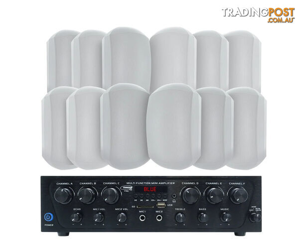 Weconic Outdoor Speaker Package with 480W Bluetooth Amplifier White