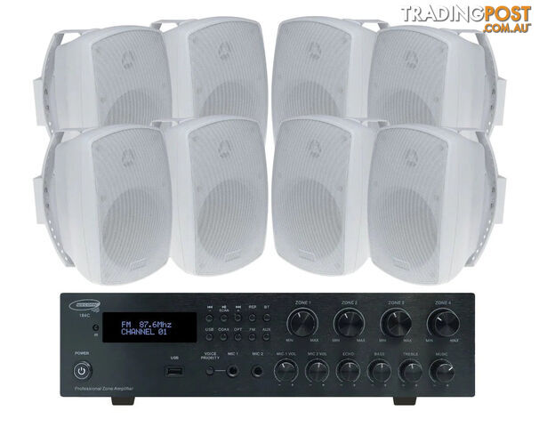 Outdoor Speaker Package with 320W Bluetooth Amplifier White