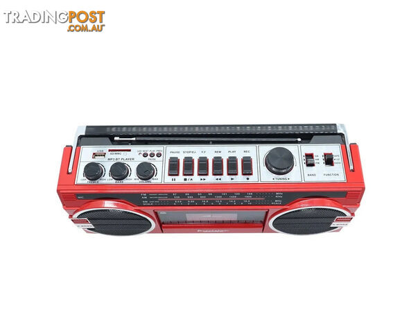 Portable Bluetooth Cassette Player Retro AM FM Radio Red - photo 2 of 7
