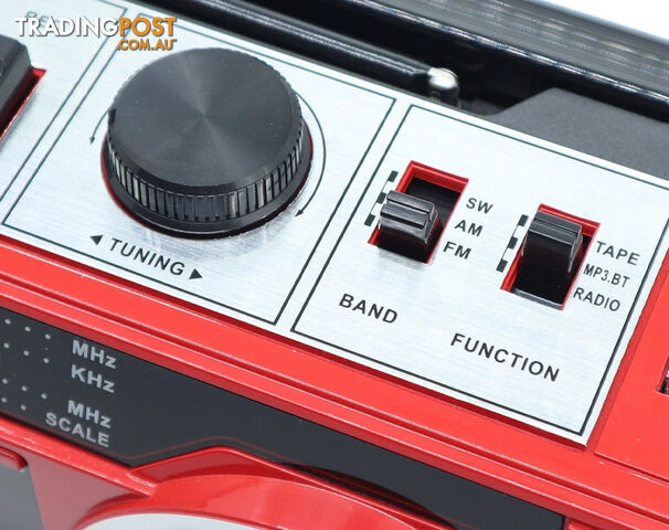 Portable Bluetooth Cassette Player Retro AM FM Radio Red - photo 4 of 7