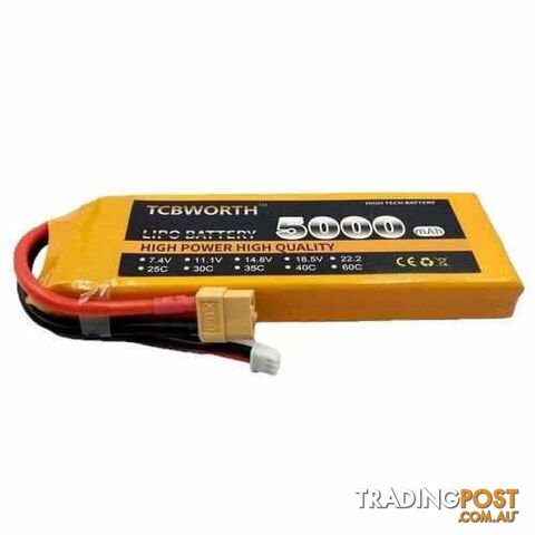 TCBWORTH 2S 7.4V 5000mAh 60C Lipo Battery - DRX-31419878015012