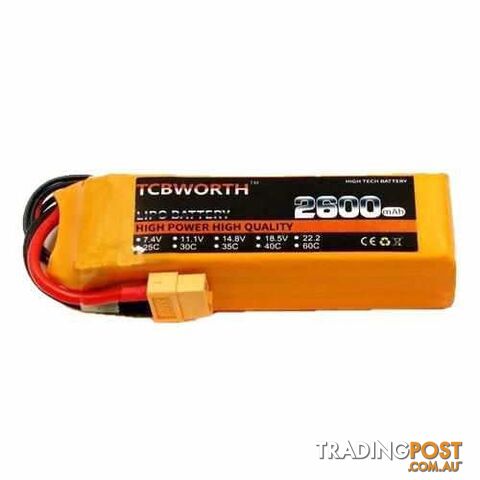 TCBWORTH 3S 11.1V 2600mAh 40C Lipo Battery - DRX-31419819425828