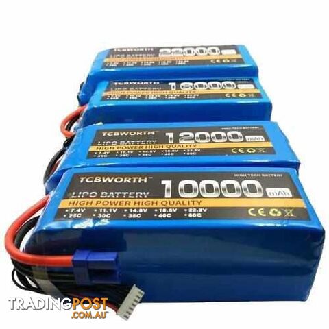 TCBWORTH 6S 22.2V 10000mAh 25C Lipo Battery - DRX-31419900264484