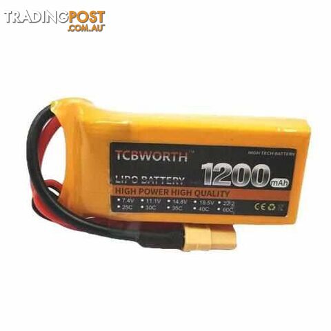 TCBWORTH 7.4V 2S 1200mAh 30C/40C Lipo Battery - DRX-31419812118564