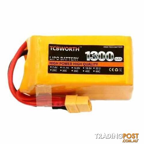 TCBWORTH 4S 14.8V 1300mAh 40C Lipo Battery - DRX-31419902132260