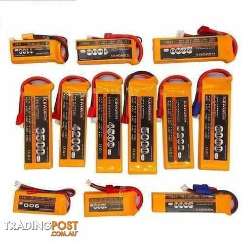 TCBWORTH 7.4V 2S Lipo Battery 1100mAh to 5200mAh 25C/35C - DRX-31419790360612
