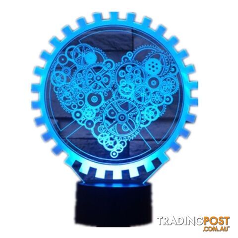 Gear Heart Shape 3D Colorful LED Vision Light Table Lamp, USB & Battery Version - 06913664832204 - KSN-SK00113851-02-01