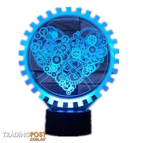 Gear Heart Shape 3D Colorful LED Vision Light Table Lamp, USB & Battery Version - 06913664832204 - KSN-SK00113851-02-01