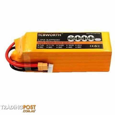 TCBWORTH 4S 14.8V 6000mAh 30C Lipo Battery - DRX-31419770503204