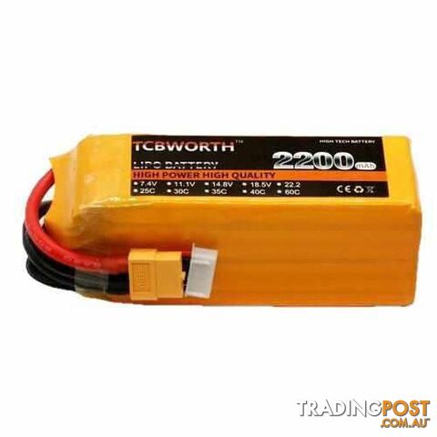 TCBWORTH 6S 22.2V 2200mAh 60C Lipo Battery - DRX-31419904688164