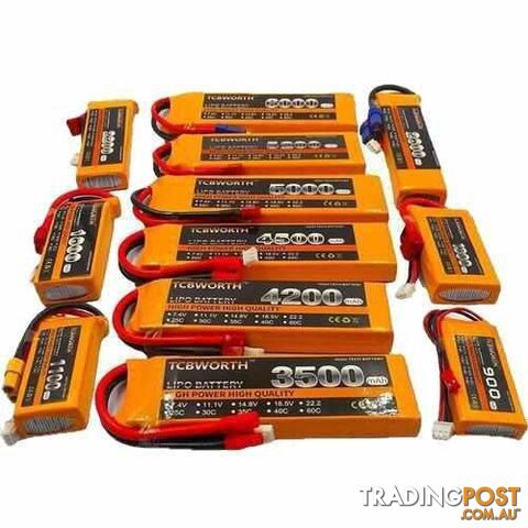 TCBWORTH 7.4V 2S Lipo Battery 1200mAh to 5000mAh 25C/35C - DRX-31419807465508
