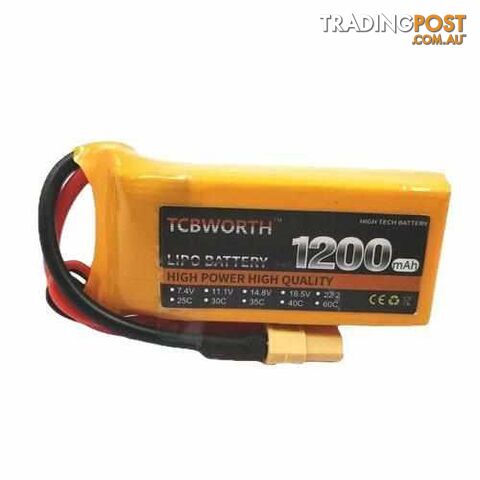 TCBWORTH 7.4V 2S 1200mAh 30C/40C Lipo Battery - DRX-31419812216868