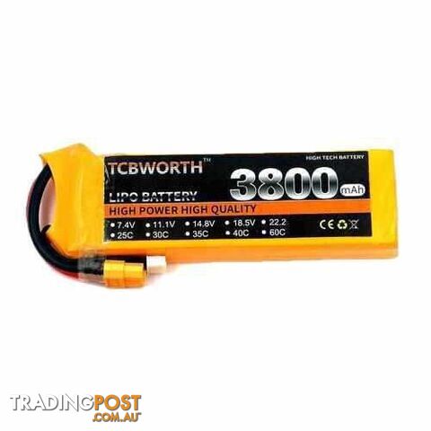 TCBWORTH 3S 11.1V 3800mAh 25C Lipo Battery - DRX-31419843280932