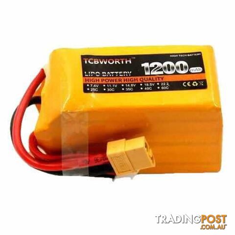 TCBWORTH 6S 22.2V 1200mAh 25C Lipo Battery - DRX-31419806744612