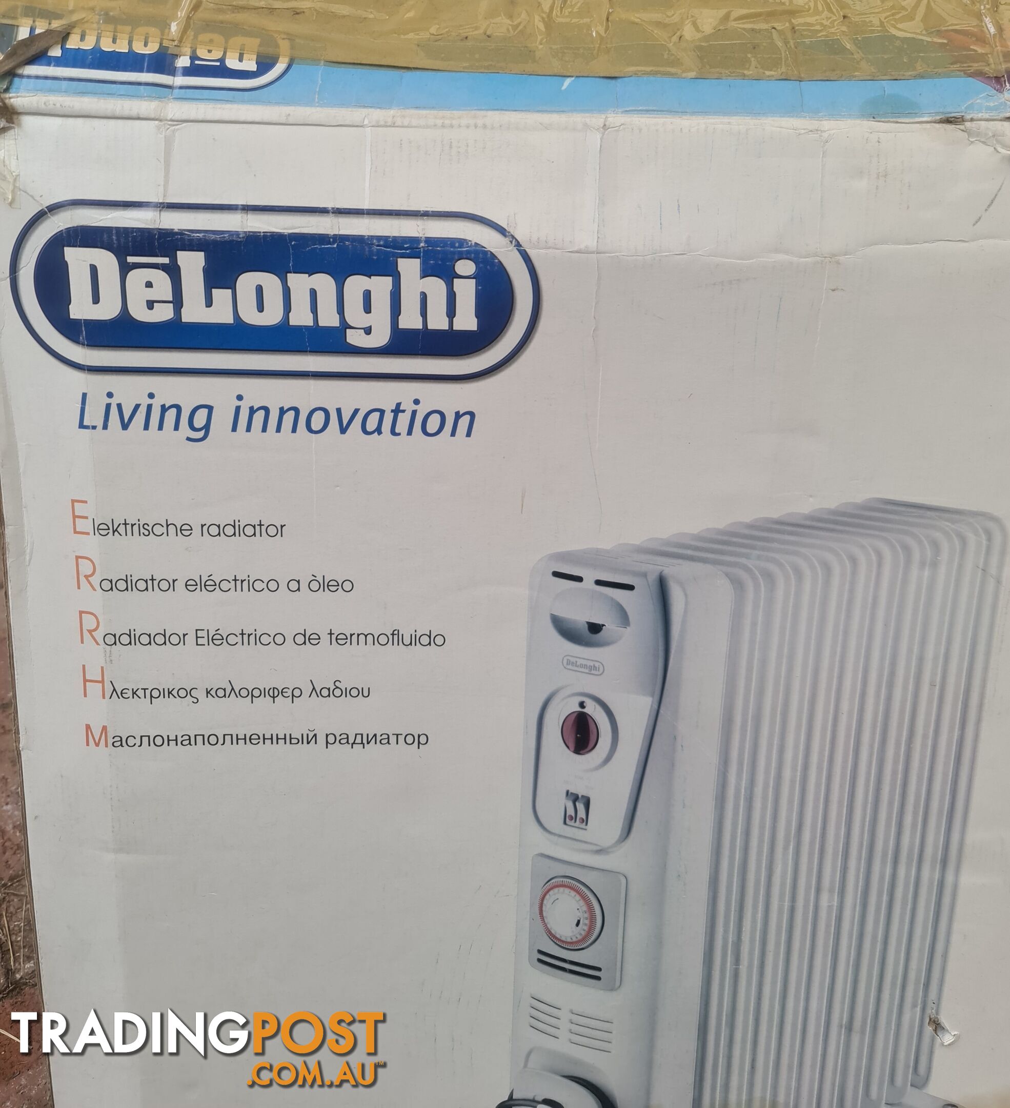 DeLonghi Oil Column Heater 2400W with Timer, White