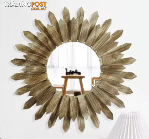 Paulownia Round Spike Mirror 46cm Self Paint