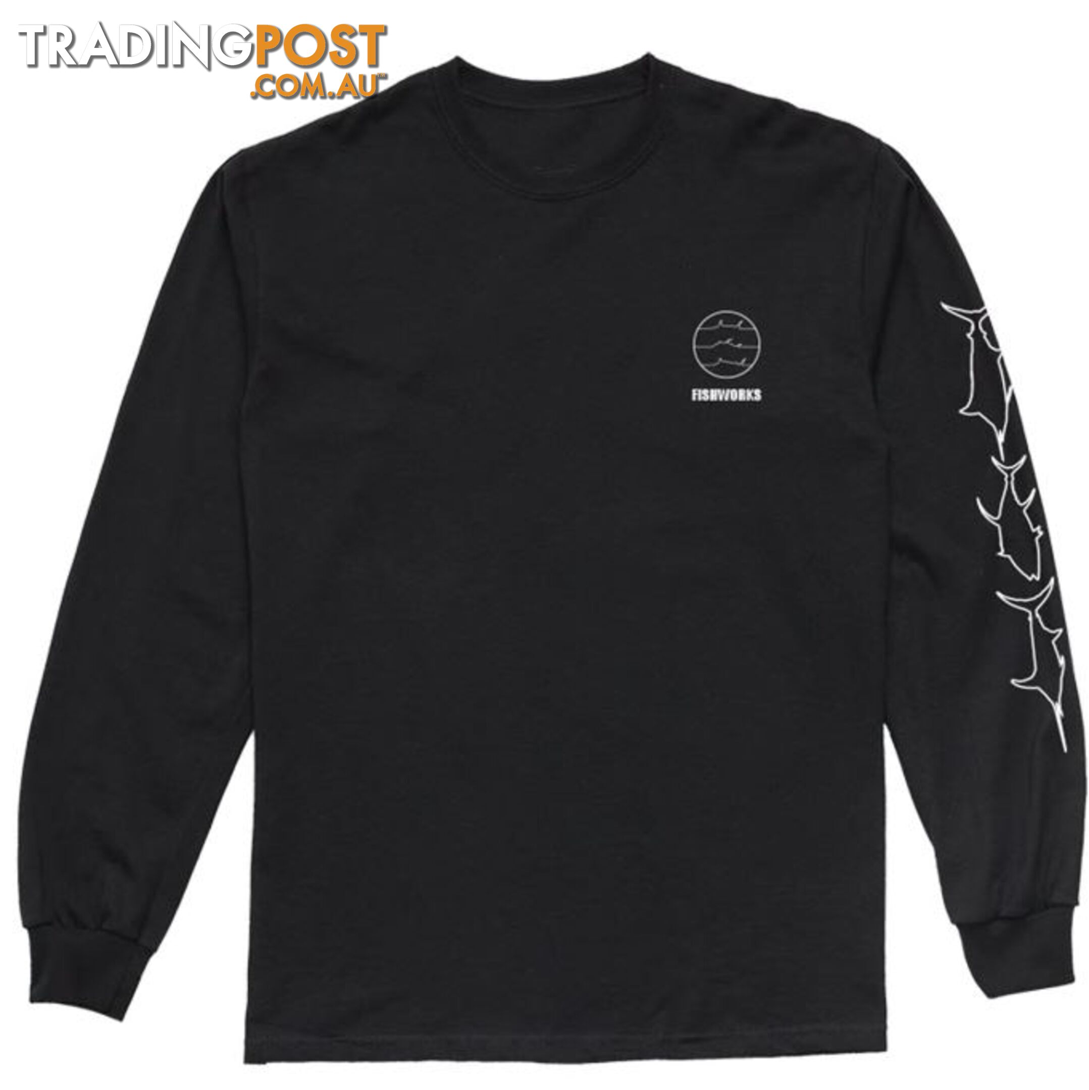 Fine Lines Long Sleeve - Black - Fishworx LSFXTEE-BLACK