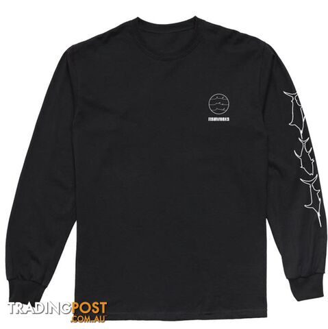 Fine Lines Long Sleeve - Black - Fishworx LSFXTEE-BLACK