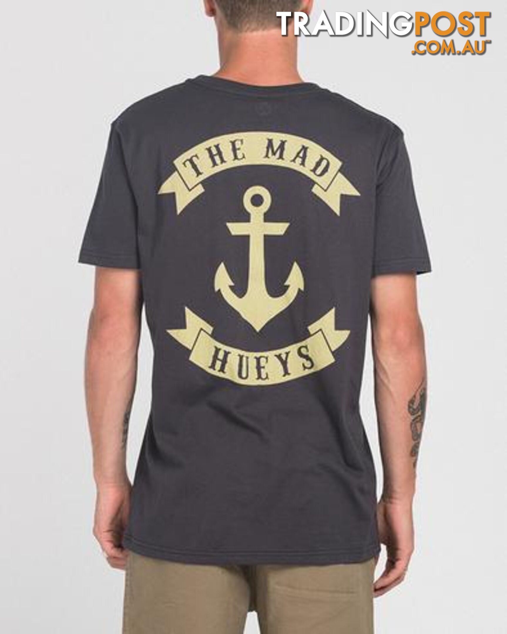 ANCHOR CASTAWAY SS TEE - ALMOST BLACK - Large - H418M01006-L