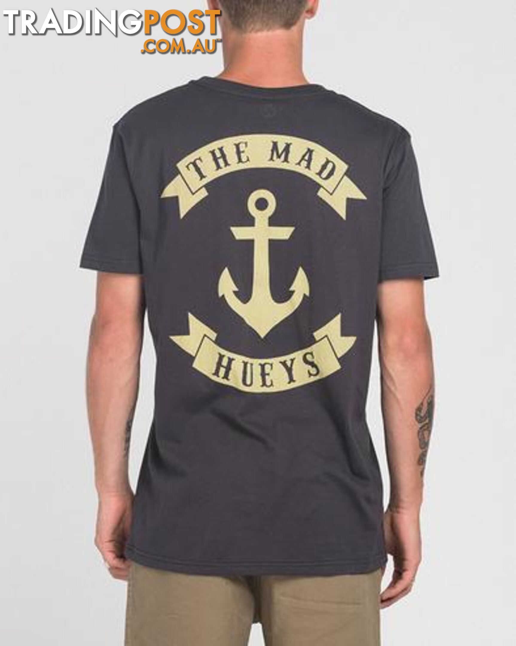 ANCHOR CASTAWAY SS TEE - ALMOST BLACK - Small - H418M01006-S