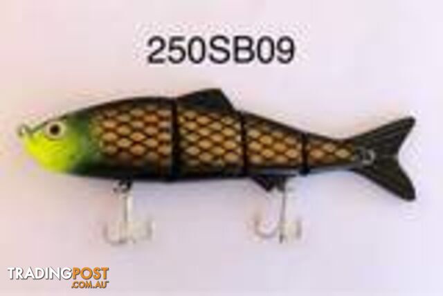 King Hit Swimbait Lure 250mm 140g - Black/Gold - 250SB09