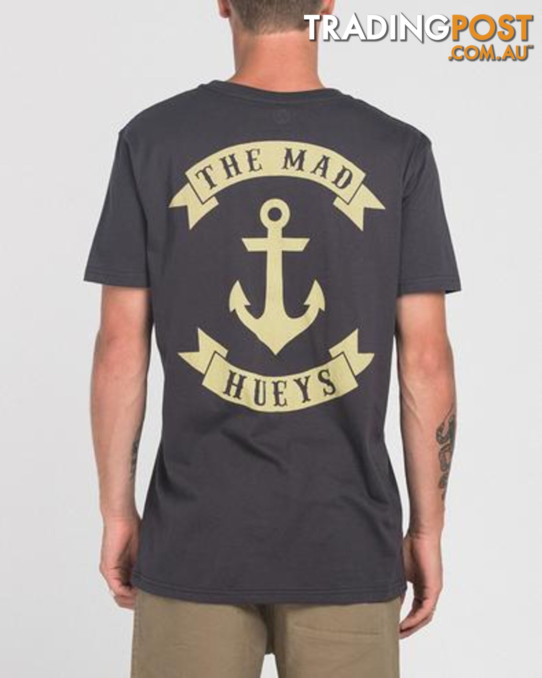 ANCHOR CASTAWAY SS TEE - ALMOST BLACK - The Mad Hueys H418M01006