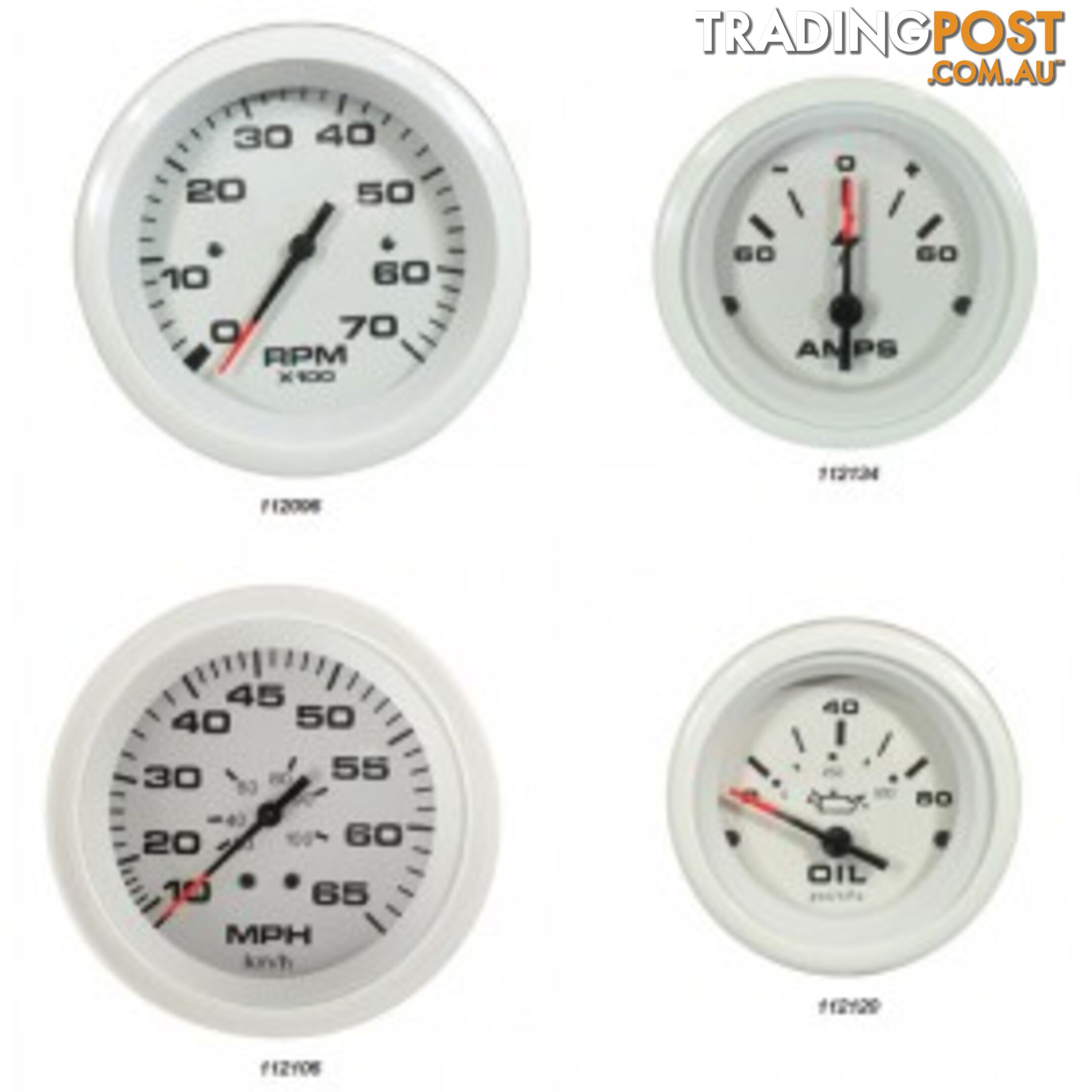 Veethree Instruments Arctic White Gauges - 112108 - Speedo Kit 80mph - 112108