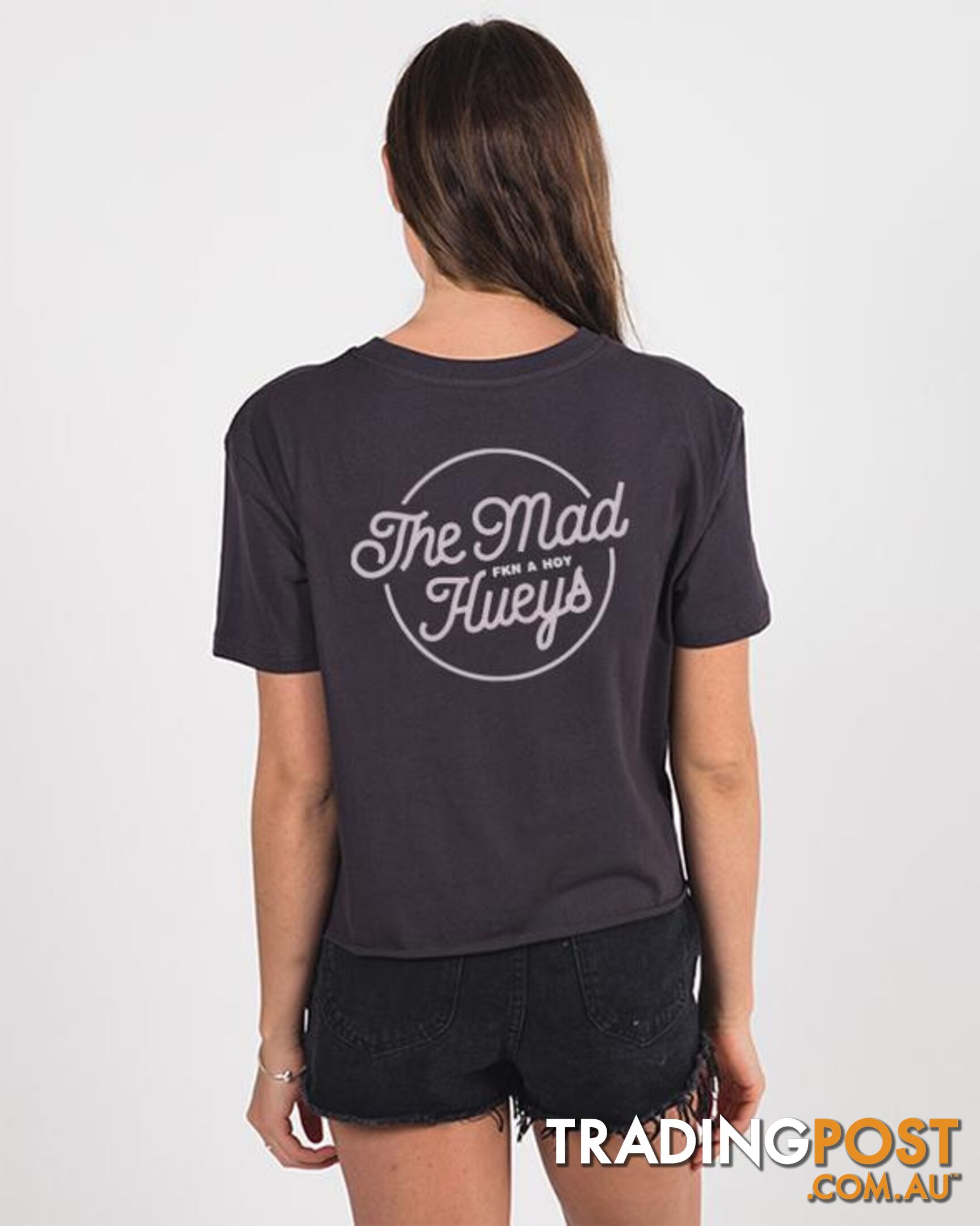 WOMENS FKN A HOY TEE - ALMOST BLACK - The Mad Hueys H418W01002