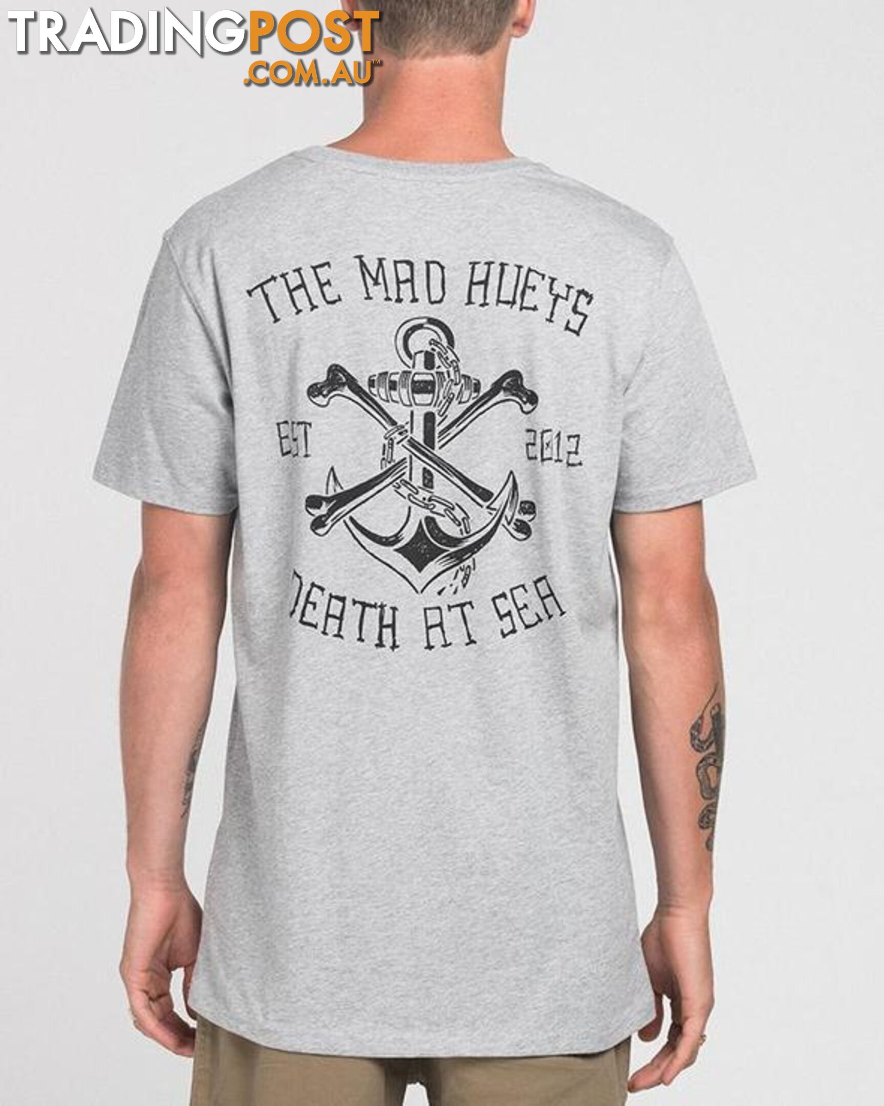 DEATH AT SEA TEE - GREY MARLE - The Mad Hueys H218M01003