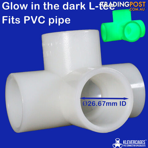 4 Way L Tee glow in the dark connector - 20mm - LTEE20GLOW
