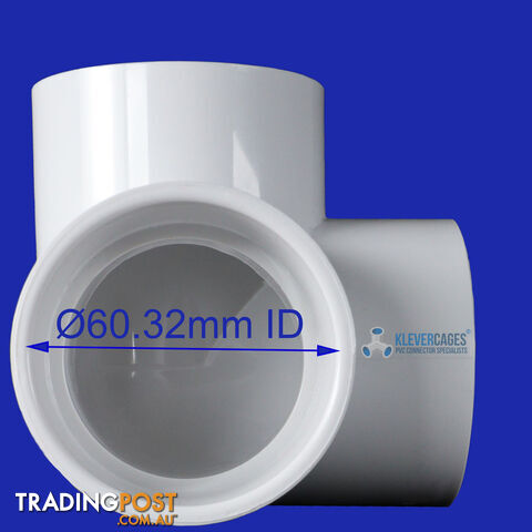 3 Way PVC Elbow Connector - 50mm fits PVC pipe - 3WAY50