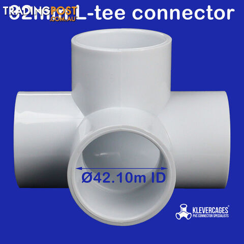 4 Way L Tee PVC Connector - 32mm Fits PVC pressure pipe - 4LT32