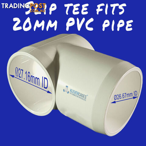 Slip Tee PVC Connector - 20mm - SLT20