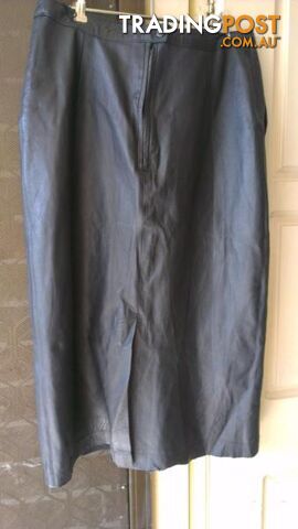 Dark gray Skirt under knee length - Luxury soft leather - photo 3 of 3