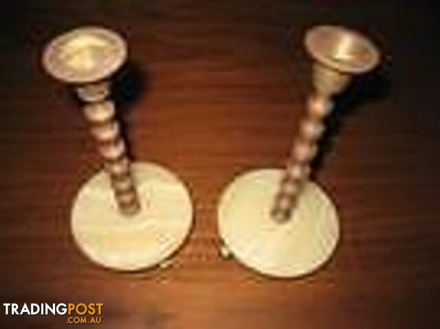 2 Brass & Alabster Candle Holders made in Egypt