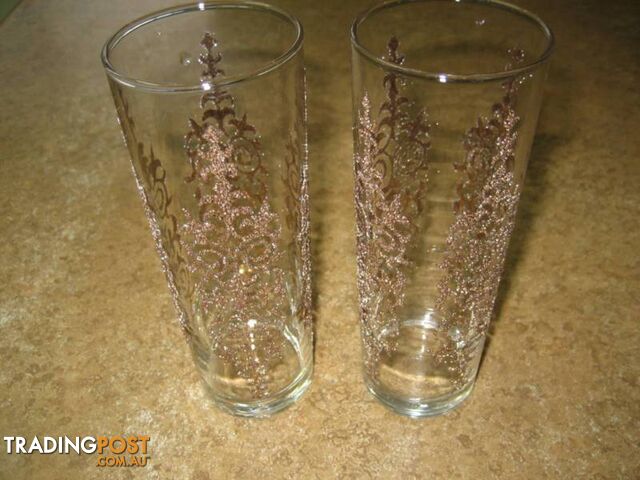 2 Nice Hand Decorated Glitter Glass $5 both