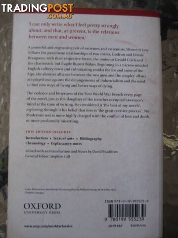 D.H. Lawrence Women in Love OXFORD WORLD'S CLASSICS 2nd Edition - photo 2 of 2