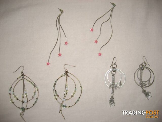 3 Long Earrings Handmade $10 all