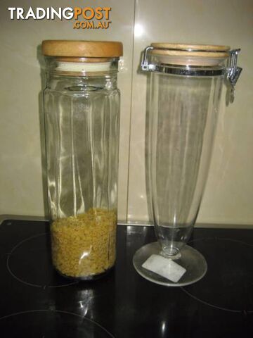 Tall Glass Jar Display Canister Pasta Spaghetti- $15 both