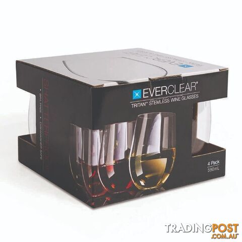 Everclear Tritan 590ml Stemless Wine Glass - 4 Pack