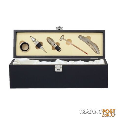 Sophisticated Black Wood Wine Gift Box with Premium Tools