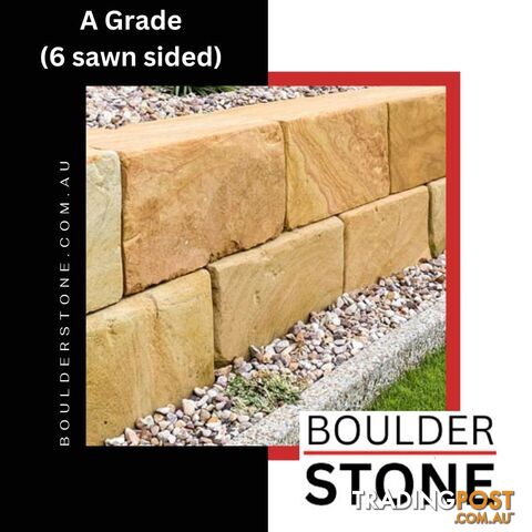 A Grade 6 sawn sided sandstone blocks