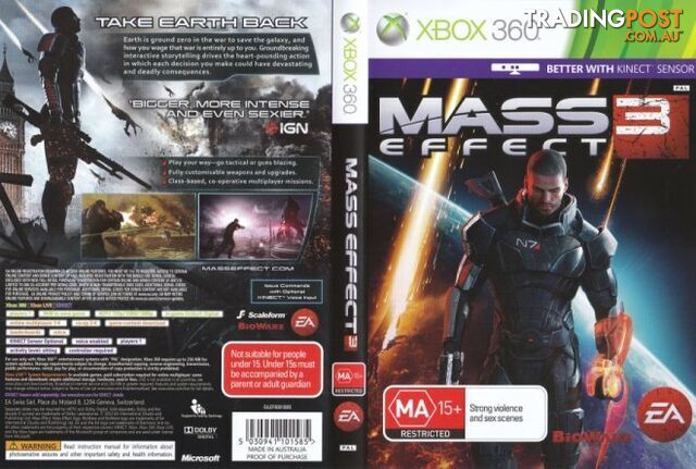 Mass Effect 3 [Pre-Owned] (Xbox 360) - Electronic Arts - P/O Xbox 360 Software GTIN/EAN/UPC: 5030941101585 - photo 2 of 7